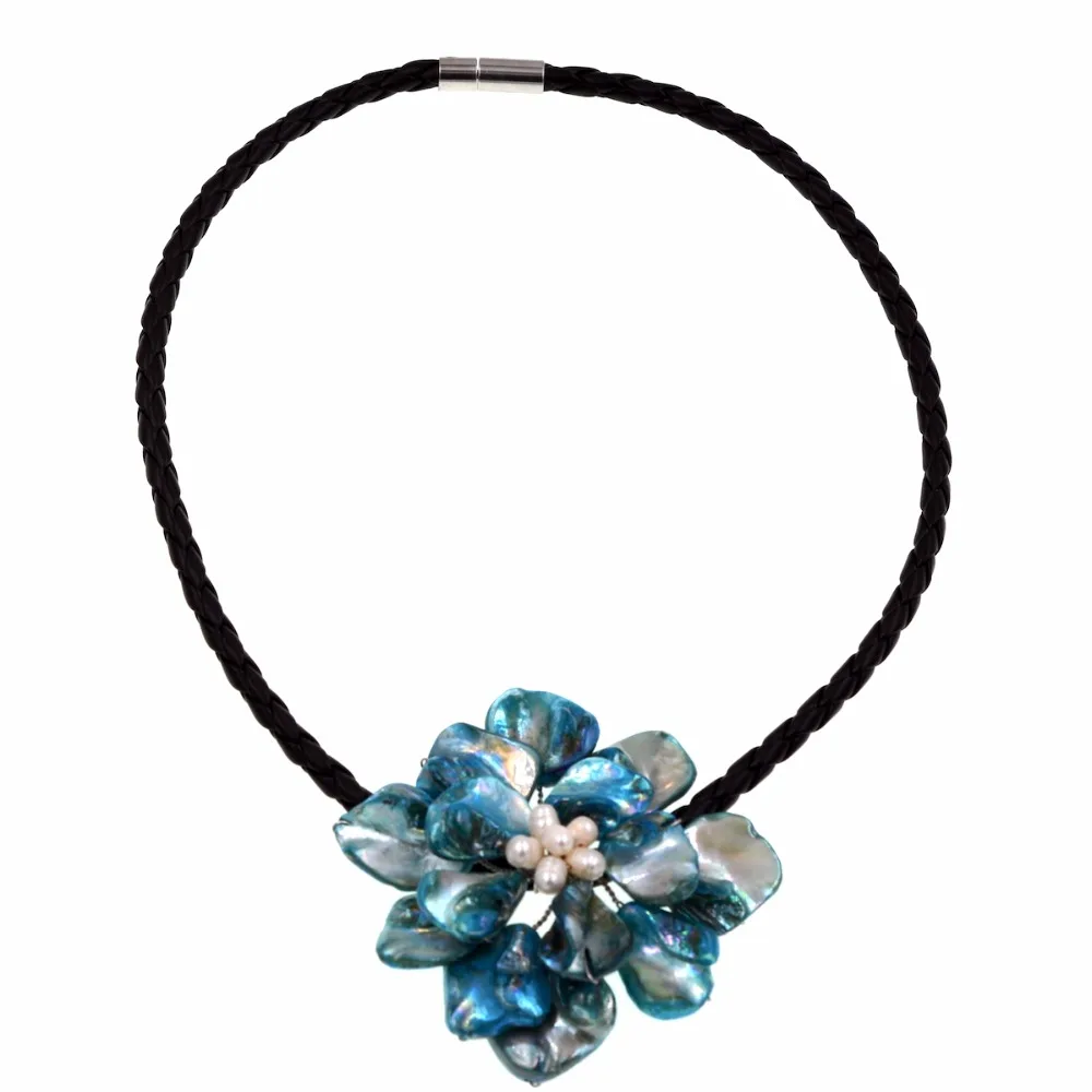 Fashion Mop Jewelry blue turquoises shell flower necklace for womens chokers | Украшения и аксессуары
