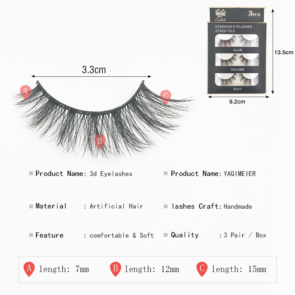 Искусственные ресницы ручной работы синтетические волосы 3d тонкие и длинные