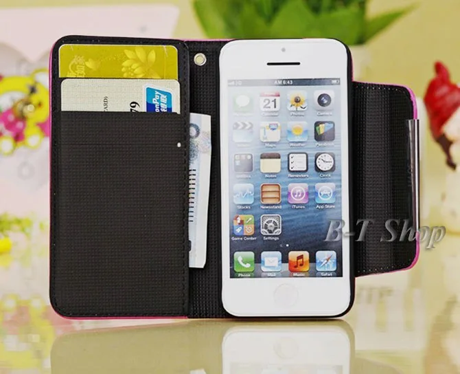 free shipping rose/red/black/purple/blue color high quality PU frosted flip cases wallet for iphone5c from Shenzhen case factory |