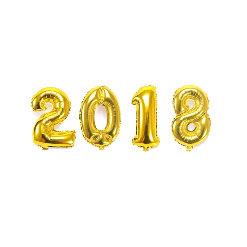 32 дюймовые большие золотые серебряные воздушные шары 2018 с цифрами из фольги