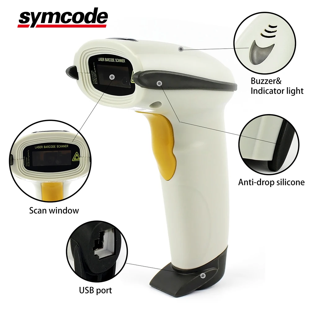 1D Handsfree автоматический сканер штрих кода Symcode USB лазерный проводной считыватель