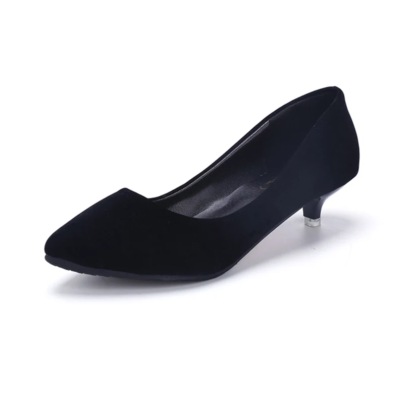 black Suede Всесезонные туфли-лодочки с острым носком; повседневная обувь на низком каблуке; женская обувь без шнуровки для работы; Женская Офисная обувь; WSH3182 - Цвет: black Suede