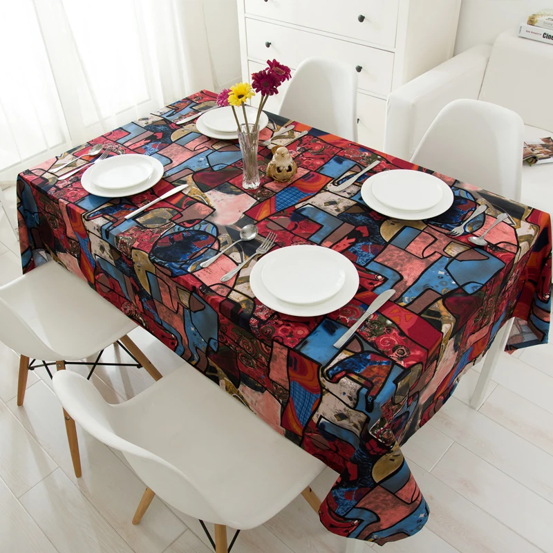 Скатерть С Рисунком Слона из Юго Восточной Азии хлопковая и льняная столовая