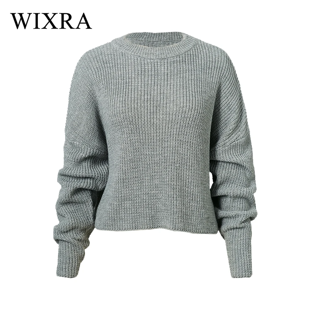 Wixra,, осень, зима, новинка, женские свитера, женские, повседневные, с круглым вырезом, свободные, с рукавом летучая мышь, топы, джемпер, пуловеры для женщин