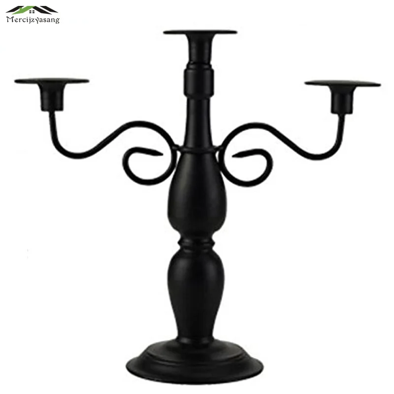 

Metal Candle Holders Pillar Candlestick 3-arms Candle Holder Stand White/Black for Wedding Home Decoration Candelabra GZT038