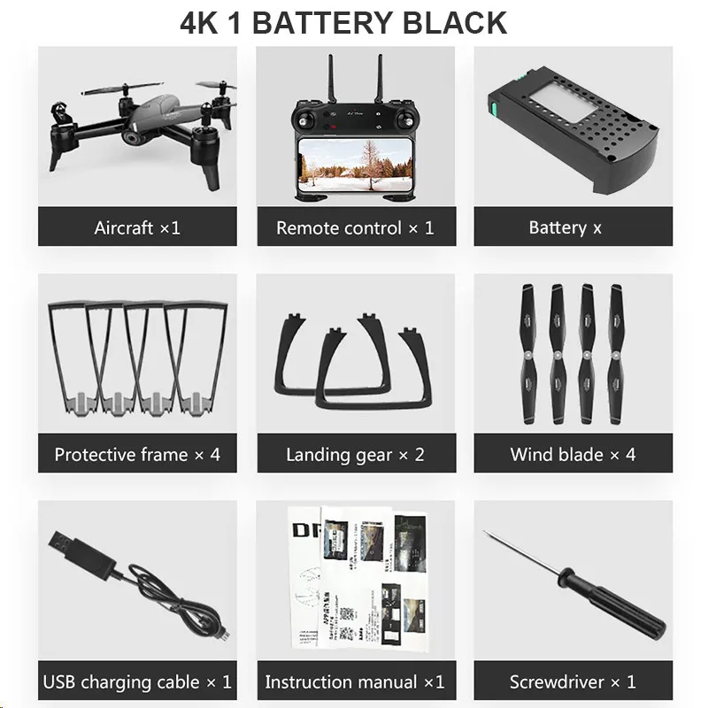 4K 1 Battery Black SG106 WiFi FPV RC Дрон 4K камера оптический поток 1080P 720P 4K HD Двойная камера воздушная видео RC Квадрокоптер самолет Квадрокоптер игрушка - Цвет: 4K 1 Battery Black