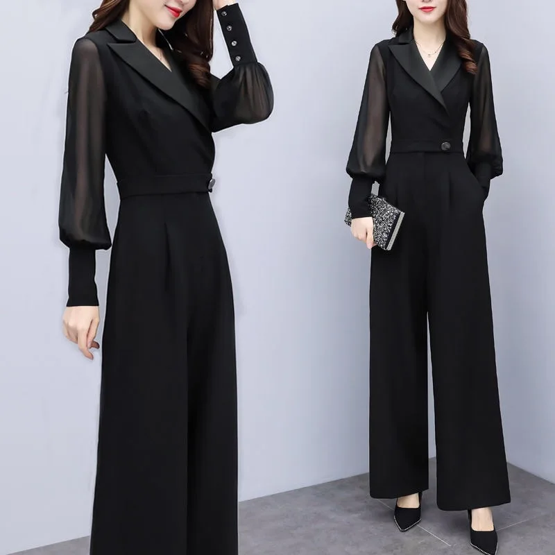 Новая женская одежда S ~ 4XL размера плюс тонкие комбинезоны прямого силуэта с
