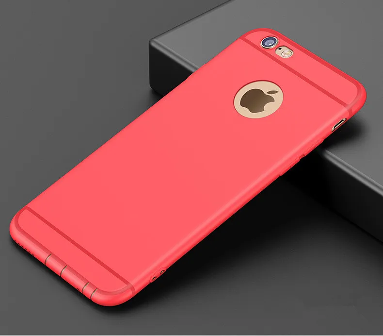 Роскошный Матовый Мягкий силиконовый чехол для iPhone 6, чехол s, 6s Plus, 5, 5S, 6, 6 s, 6 Plus, карамельные цвета, полный чехол для iPhone 7, 7 Plus, чехол Plu - Цвет: Red