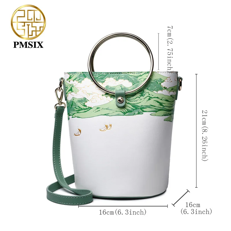 Роскошные кожаные женские сумки PMSIX с принтом дизайнерская зеленая сумка через