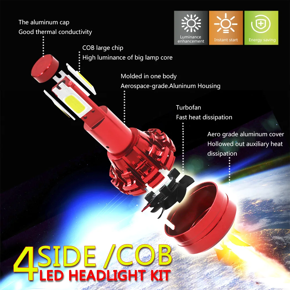 X9 4 стороны H4 LED H7 H11 Автомобильные светодиодные фары 100 Вт 28000LM H13 9005 9006 для вождения