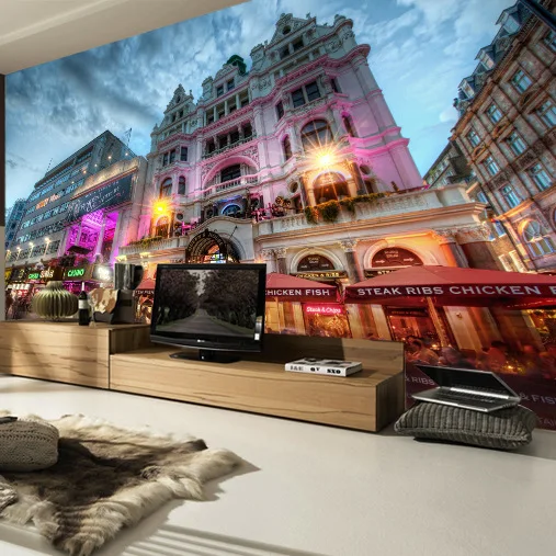 KTV large mural European architecture bar cafe lounge living room bedroom TV backdrop wallpaper 3d|wallpaper green|tv tabletv digital photo frame |