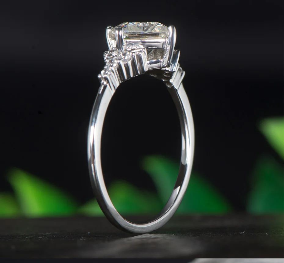 Kuolit, 14 K, 585, кольца с муассанитом из белого золота для женщин, лаборатория, выращенная квадратная огранка, великолепные бриллиантовые Свадебные ювелирные изделия для помолвки