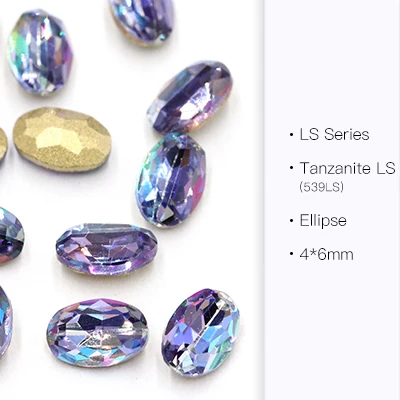 oval 4x6mm Стразы для нейл-арта, ювелирные изделия, декоративная наклейка, танзанит, лазерные стразы, камни, стеклянные стразы для одежды - Цвет: oval 4x6mm