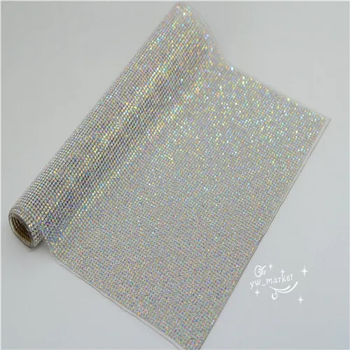 Переводные Листы горячей фиксации стразы на сетчатой основе кристаллы DIY Bling 24 см x 40 см Радуга для DIY платье ювелирные изделия - Цвет: AB ss6
