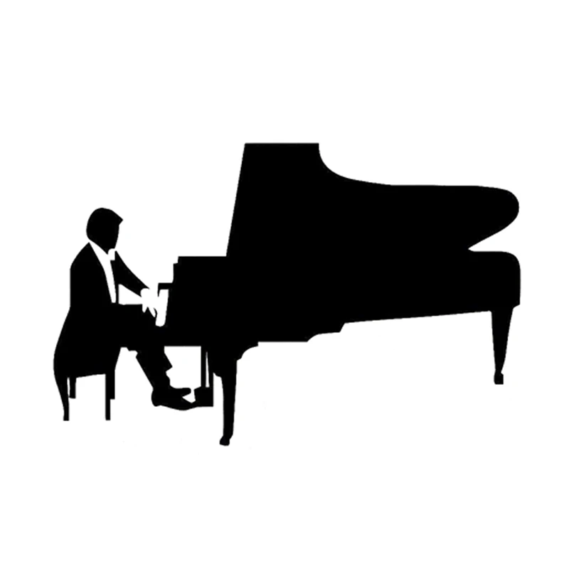 

13CM*8.4CM Fashion Music Pianist Black/Silver Silhouette Decor Decal Vinyl Car Sticker S9-0798
