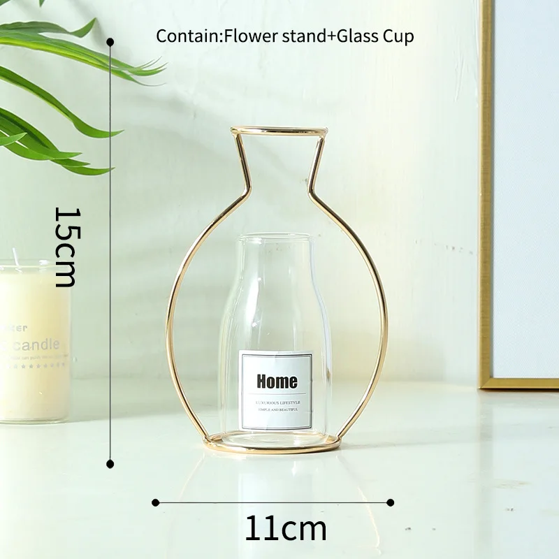 B-Flower stand-Cup RUX WORKSHOP в скандинавском стиле ваза для украшения интерьера Золотой железной проволоки вазы высушенные цветочные украшения для дома вечерние украшения - Цвет: B-Flower stand-Cup
