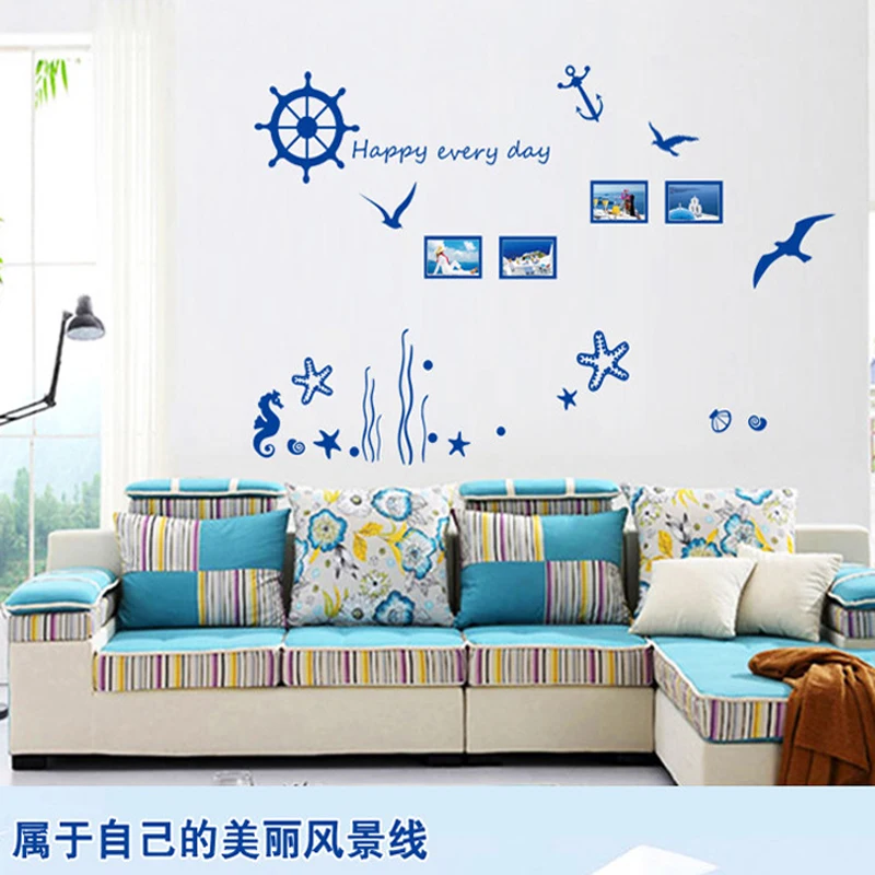 1 шт. Небесно-Голубой вид на море стены Стикеры для детской комнаты декоративная