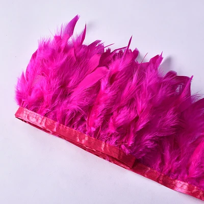 hot pink 10 метров, 10-15 см, индейка, перо, отделка, натуральное золото, желтое перо марабу, для рукоделия, лента, бахрома для юбки, свадебное украшение - Цвет: hot pink