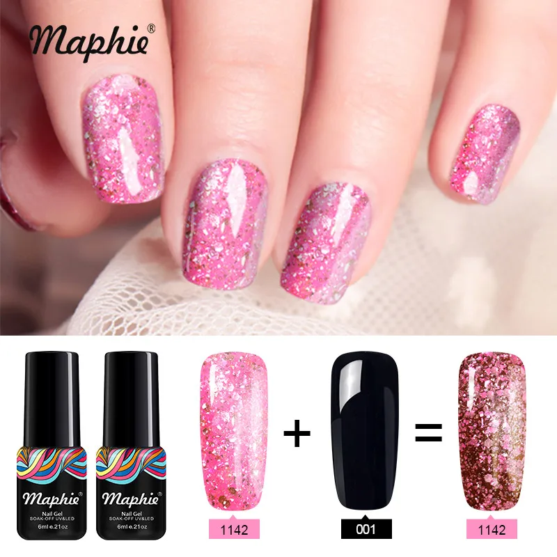 Maphie 2 шт./лот розовое золото УФ Набор для маникюра гель-лаком дизайн ногтей в