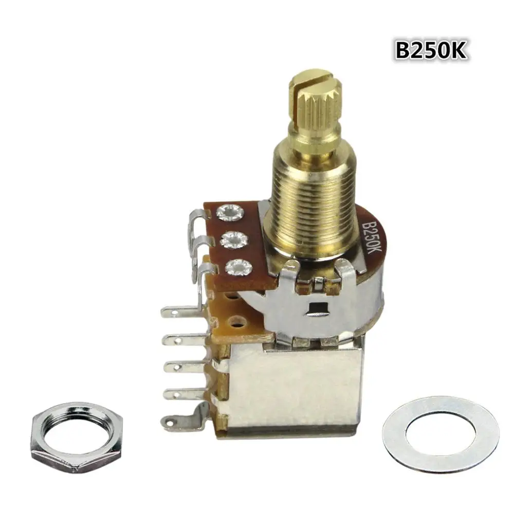 B250K FLEOR 1 шт. потенциометр для гитары Push потенциометр A250K/B250K/A500K/B500K медный длинный разделительный вал(не тянет больше - Цвет: B250K