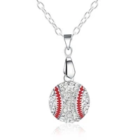 kyszdl hot sell fashion crystal baseball pendant necklace jewelry ladies short sweater chain pendant gift wholesale