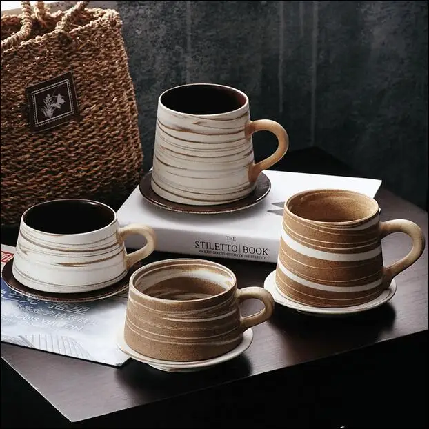 

250ml/350ml Hand made Coffee Ceramic mugs Retro Japanese Mugs Creative Simple Milk Flower mugs Gifts