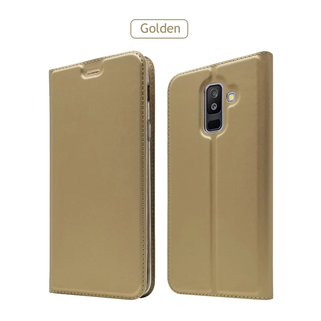 Чехол для samsung A5 A6 A7 A8 A9 Чехол-книжка для Galaxy A6 A8 Plus Чехол-книжка кожаный чехол A6s A9s чехол для телефона s - Цвет: Gold
