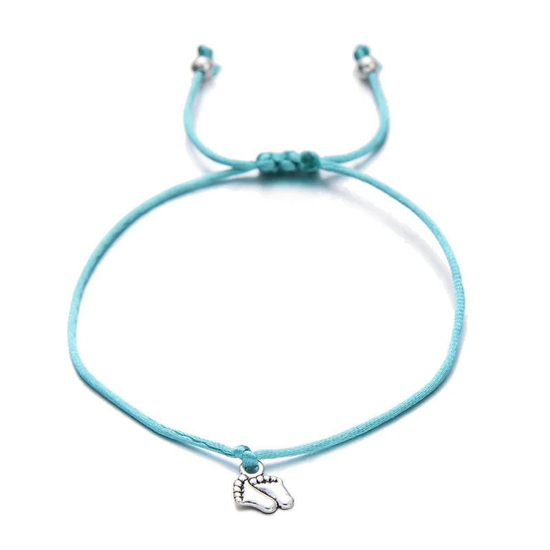 lake blue Модные двойные детские ножки, семейный браслет из бисера для мамы, папы, детей, модные красные плетеные браслеты на удачу для женщин, ювелирные подарки - Окраска металла: lake blue