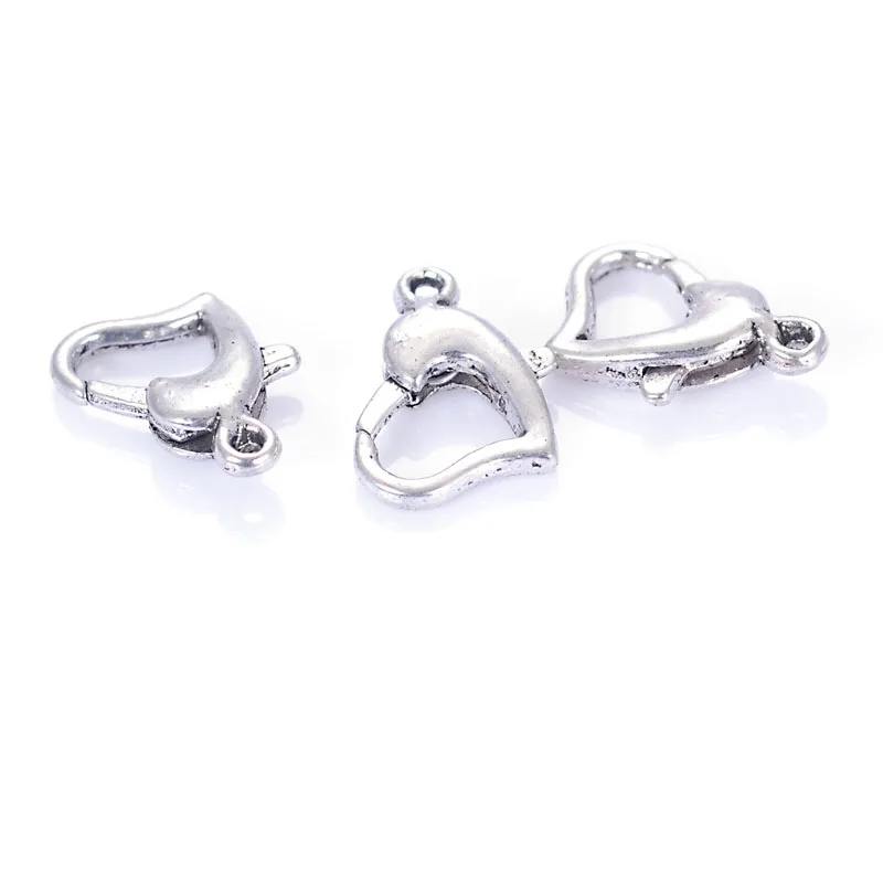 

Miasol 10pcs Designed Antique Silver Heart Lobster Clasp Necklace Bracelet Ending Connectors DIY Jewelry Making