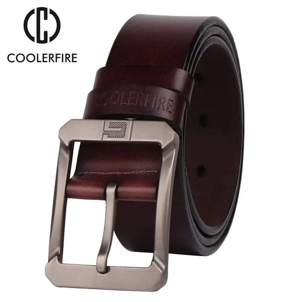 Coolerfire ремни из натуральной кожи для мужчин Брендовые мужские джинсы с Пряжкой Ковбой мужской ремень Роскошный дизайнерский кожаный ремень высокого качества - Цвет: COFFEE