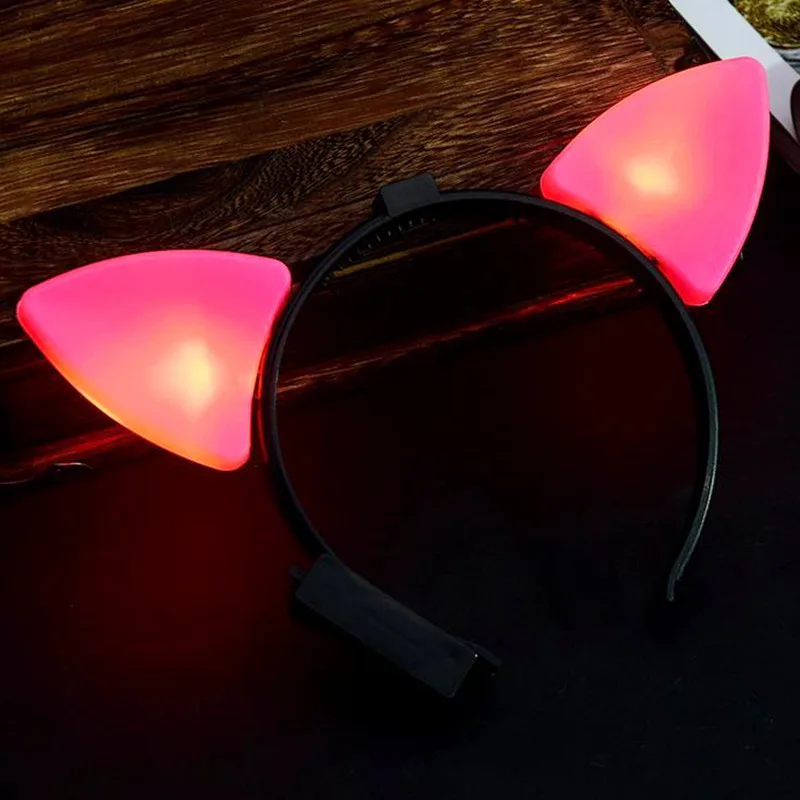 10 шт./лот Женская шикарная повязка на голову со светящимися кошачьими ушками день