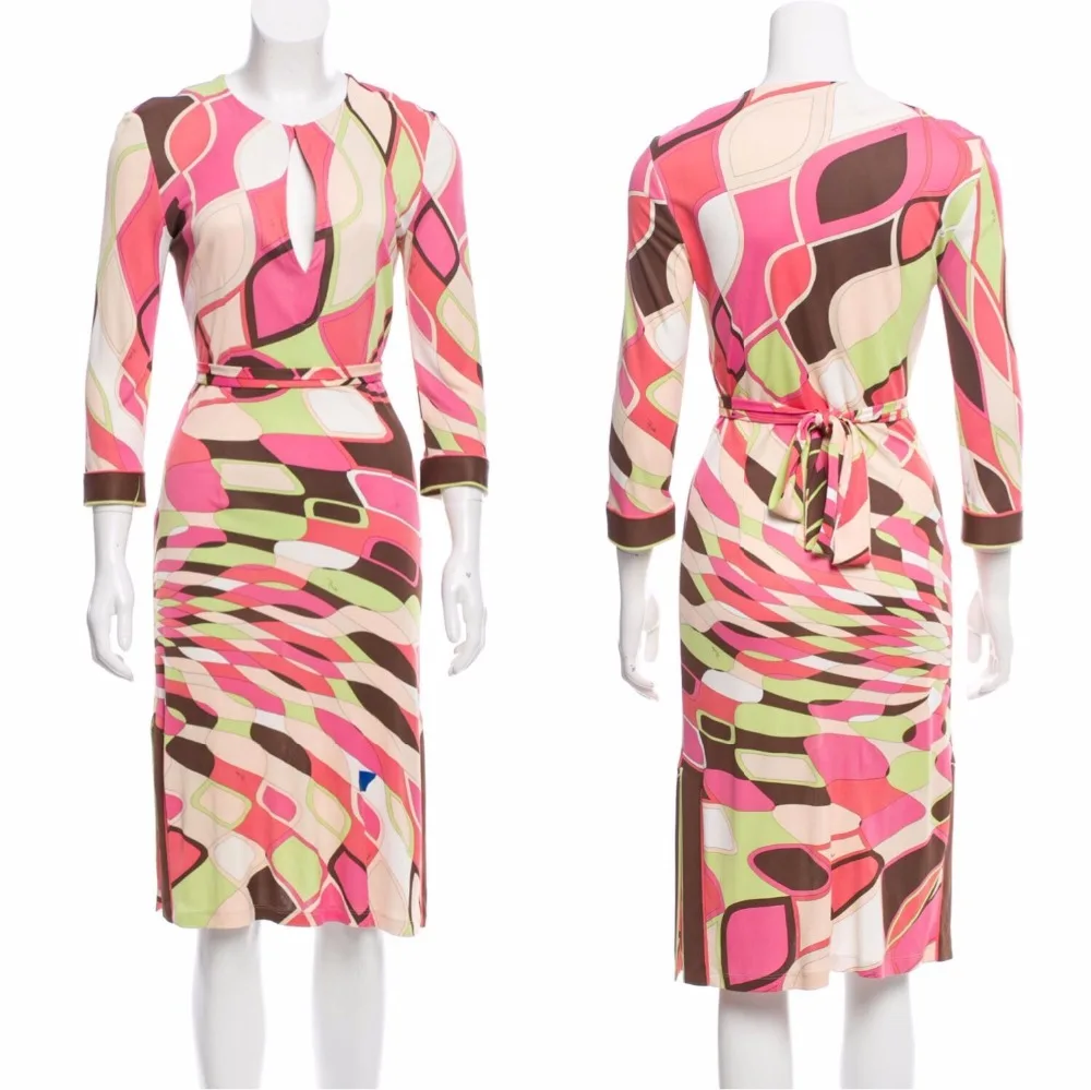 Женское трикотажное платье из шелка с круглым вырезом|party dresses|dress elegantelastic dress |