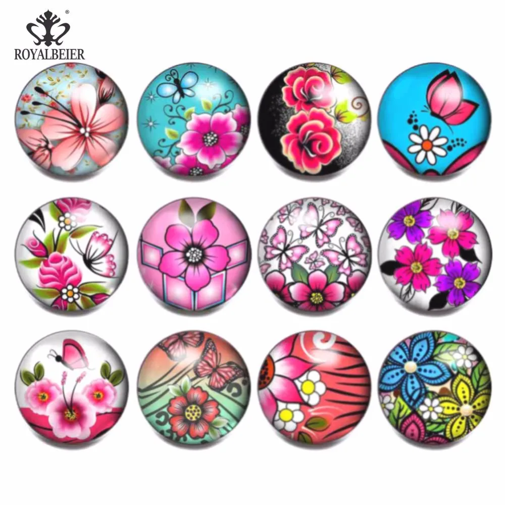 Браслет ROYALBEIER с цветком 12 шт./лот 18 мм|snap jewelry|18mm snapsfit style |