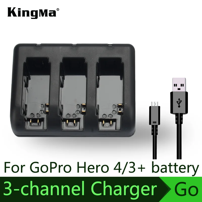 KingMa FOR gopro hero4 3+ 3 3-Channel charger for GoPro HERO4 AHDBT-401 HD HERO3+ HERO3 AHDBT-201 AHDBT-301 AHDBT-302 | Электроника