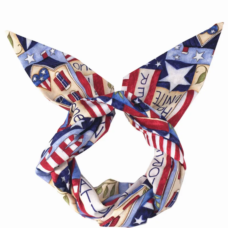 Тюрбан для волос The Unite бандажный шарф синего цвета с принтом флага в стиле