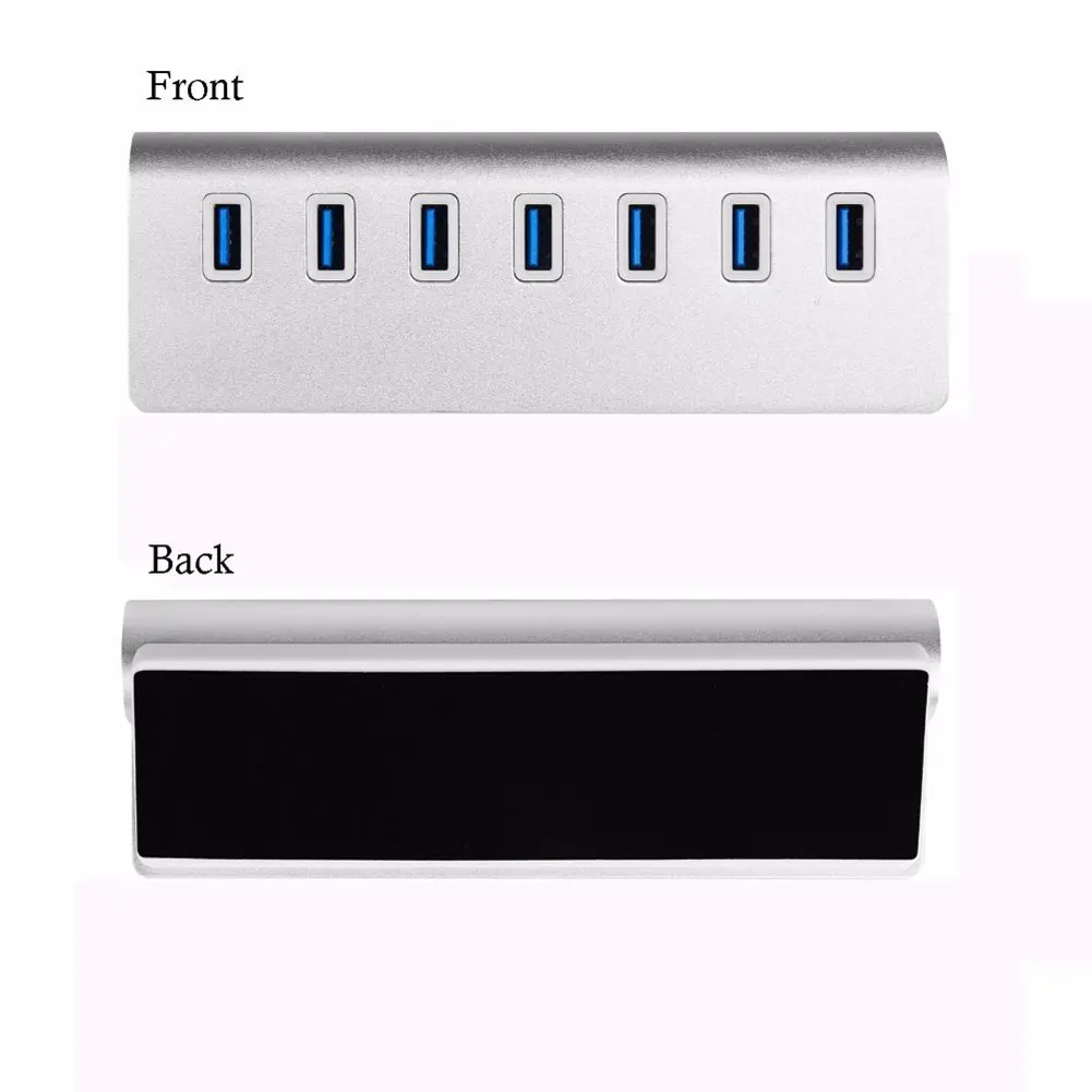 Горячая Распродажа USB 3,0 концентратор 7-Порты и разъёмы Портативный Алюминий для передачи информации и зарядки устройства концентратор 3 футов USB 3,0 кабель(серебро