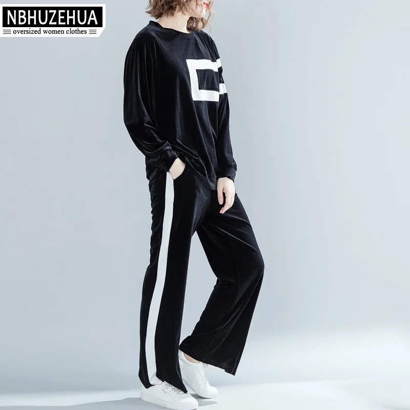 NBHUZEHUA спортивный костюм женский комплект из 2 предметов Золотой бархатный