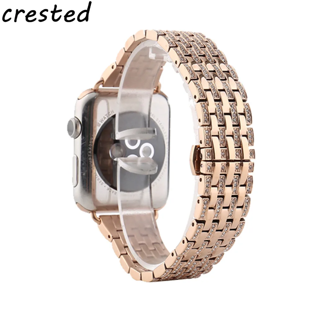 stainless steel watch band strap for apple 42mm/38 bracelet watchband butterfly diamond iwatch 1/2 | Наручные часы