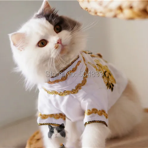 Длинный дизайнерский костюм для собак и кошек воротник смокинг вышитая рубашка