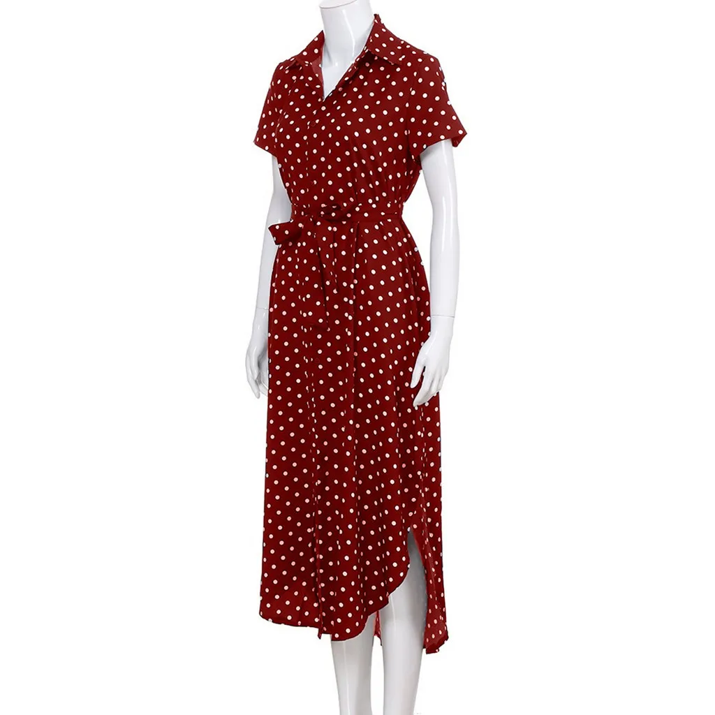 Женское Повседневное платье FREE OSTRICH однотонное длинное в горошек с бантом v