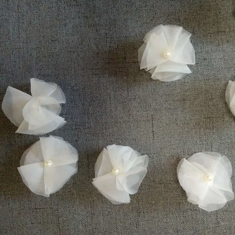 3D цвет слоновой кости жемчужные заплатки цветок для шитья вуали и Платья материал AP0010
