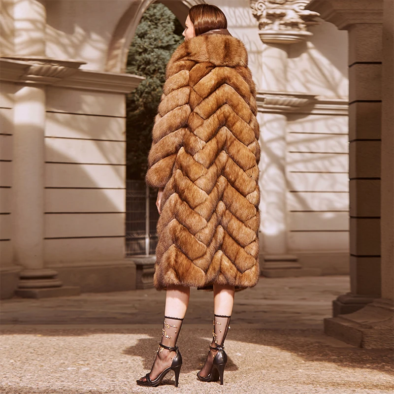 Роскошное меховое пальто для России из соболиного волоса высокого класса качества ботинки «Мартенс» норковая куртка натуральный мех норки 2 вида носки; элегантное платье для девочки; Новинка Феникс 0809L
