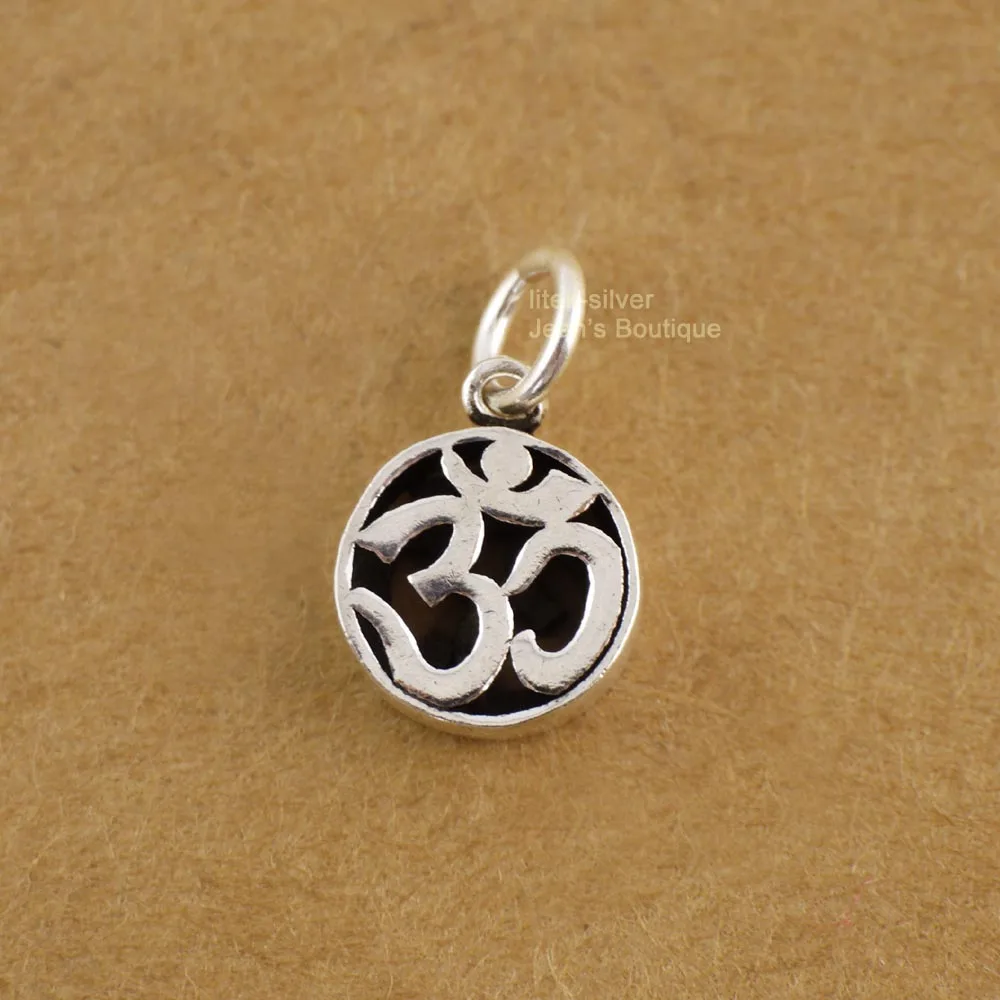 1 pendant 925 Твердое Стерлинговое Серебро Namaste Ом Йога подвеска дзен Шарм ожерелье 10 мм A2745 - Окраска металла: 1 pendant