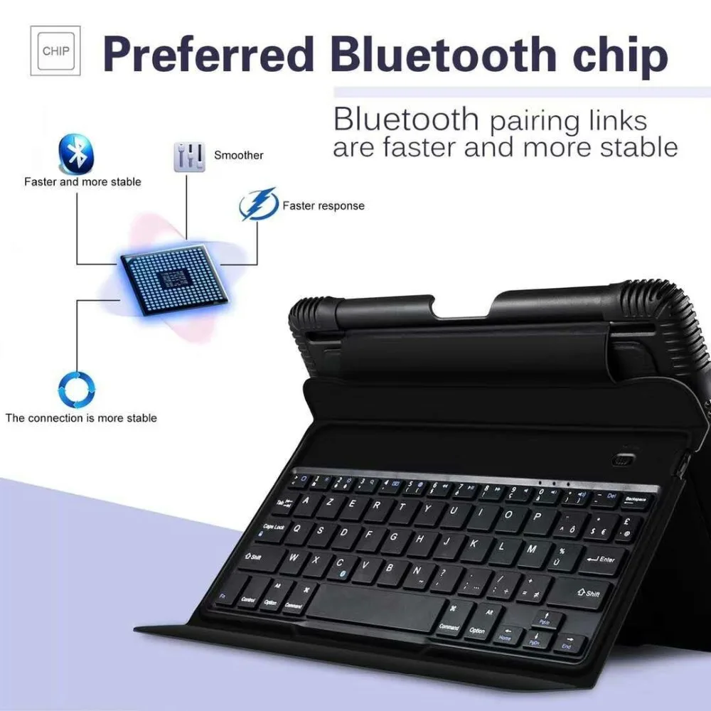 Bluetooth клавиатура для iPad Pro 10,5 дюймов /iPad Air 10,5(3rd Gen), съемная конструкция с умным чехлом+ отверстие для карандаша