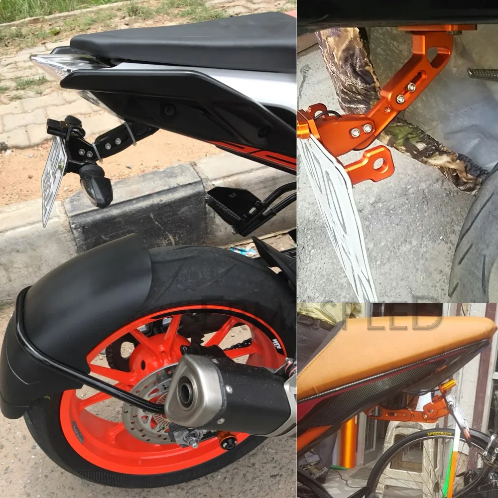 

Motorcycle Number CNC Aluminum Orange Accessories Bracket with LED light License Plate Holder for KTM 790 duke KTM rc 390