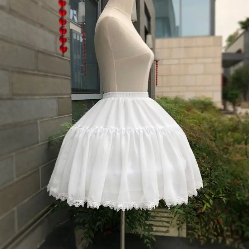 Женская шифоновая короткая юбка американка для девочек с 2 обручами кружевной
