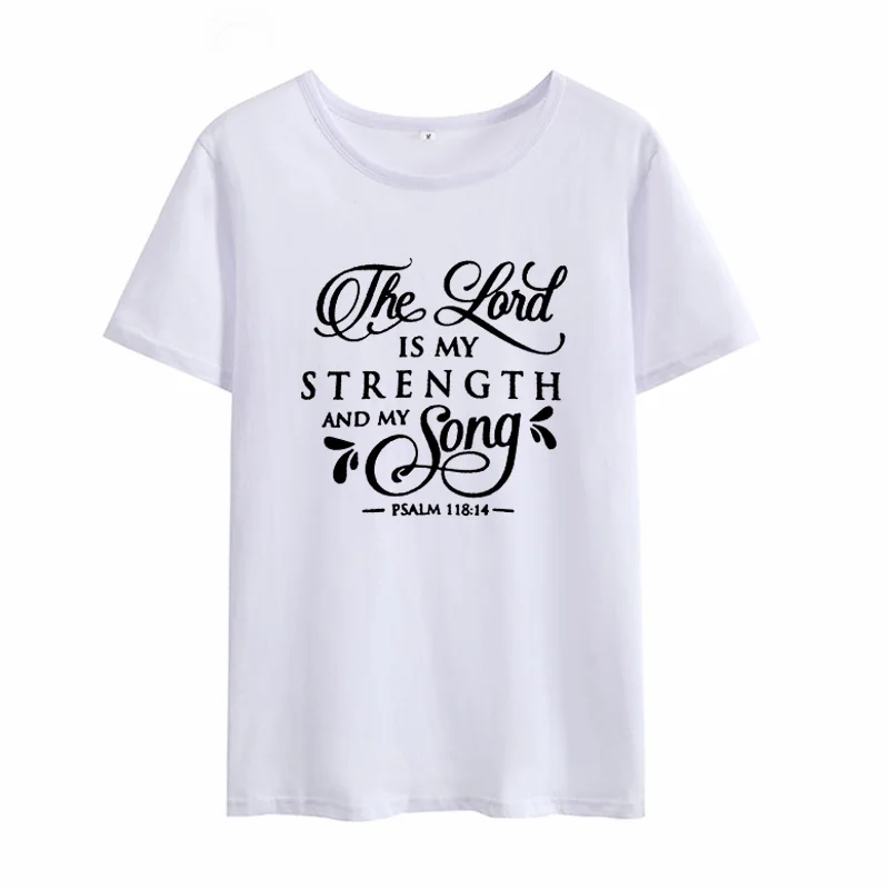 Женская хлопковая Футболка с круглым вырезом и короткими рукавами The Lord Is My Strength