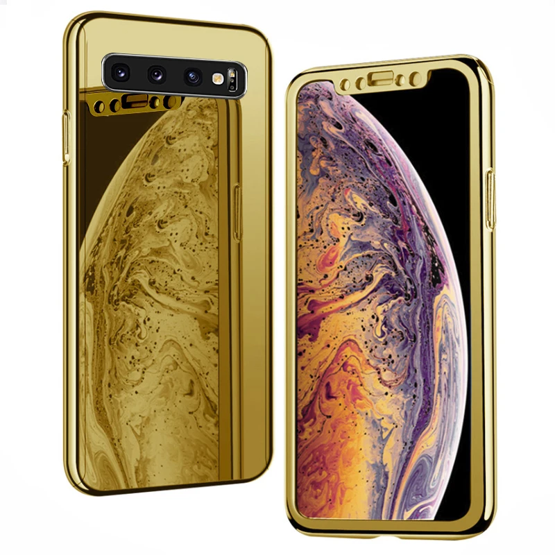 gold YueTuo Coque cover Case For Samsung galaxy S10 PLus lite S10Lite Plating Mirror Phone Luxury 360 all-inclusive drop covers - Цвет: gold