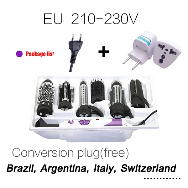 220 Italy plug Kemei 7 в 1 Многофункциональные бигуди для волос, роликовые волосы, выпрямитель для волос, электрический фен для волос, щипцы для завивки, EU 220 В, вилка - Цвет: 220 Italy plug