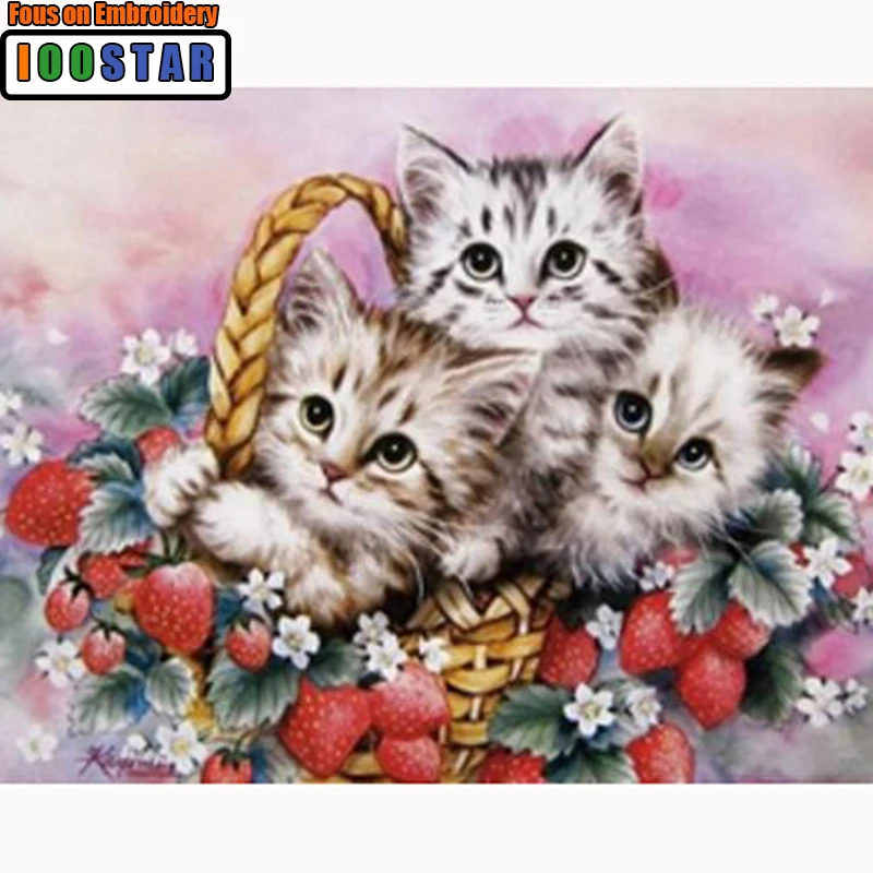 Три кота милый котенок 5d Diy алмазная живопись вышивка крестиком круглый Алмазная